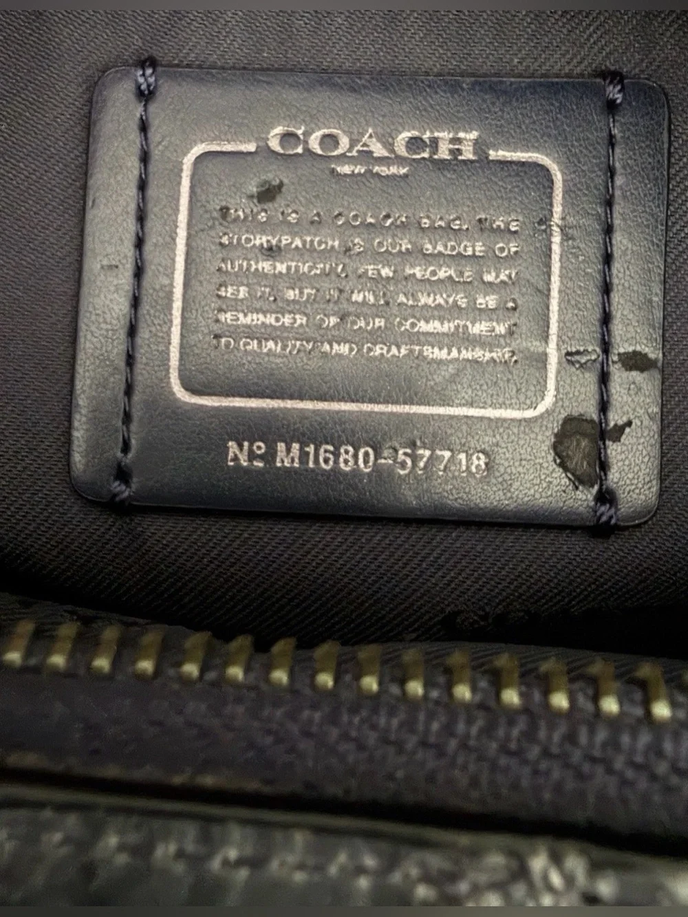 COACH Brooklyn Carryall 28 Navy Blue Croc Embossed Leather Crossbody Satchel Bag